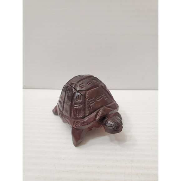Vintage Ironwood Turtle Figurine / Handcarved Solid Wood Turtle Sculpture / - Picture 6 of 10